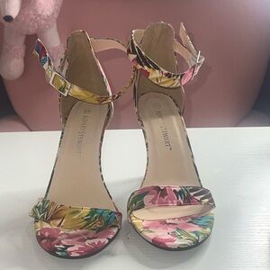 Ashley Stewart Pink and Green Floral Heels